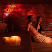 Couple enjoys in suola sauna